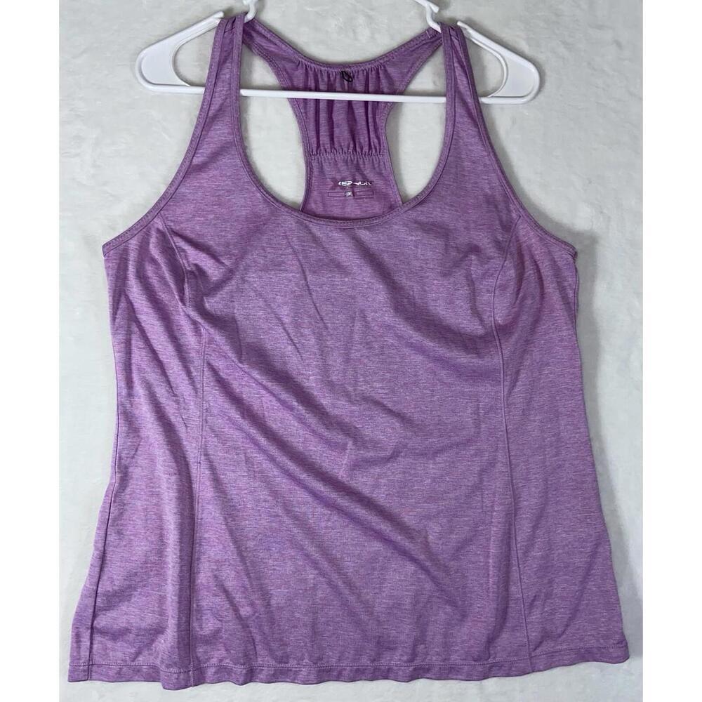 Xersion Women's Size Petite XS Pink Striped Slim Fit Racer Back Tank Top, EUC